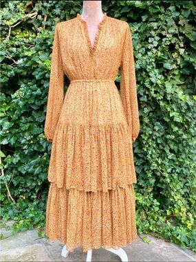 NWT! byTiMo Ruffle Boho Floral Tiered Maxi Dress Size M